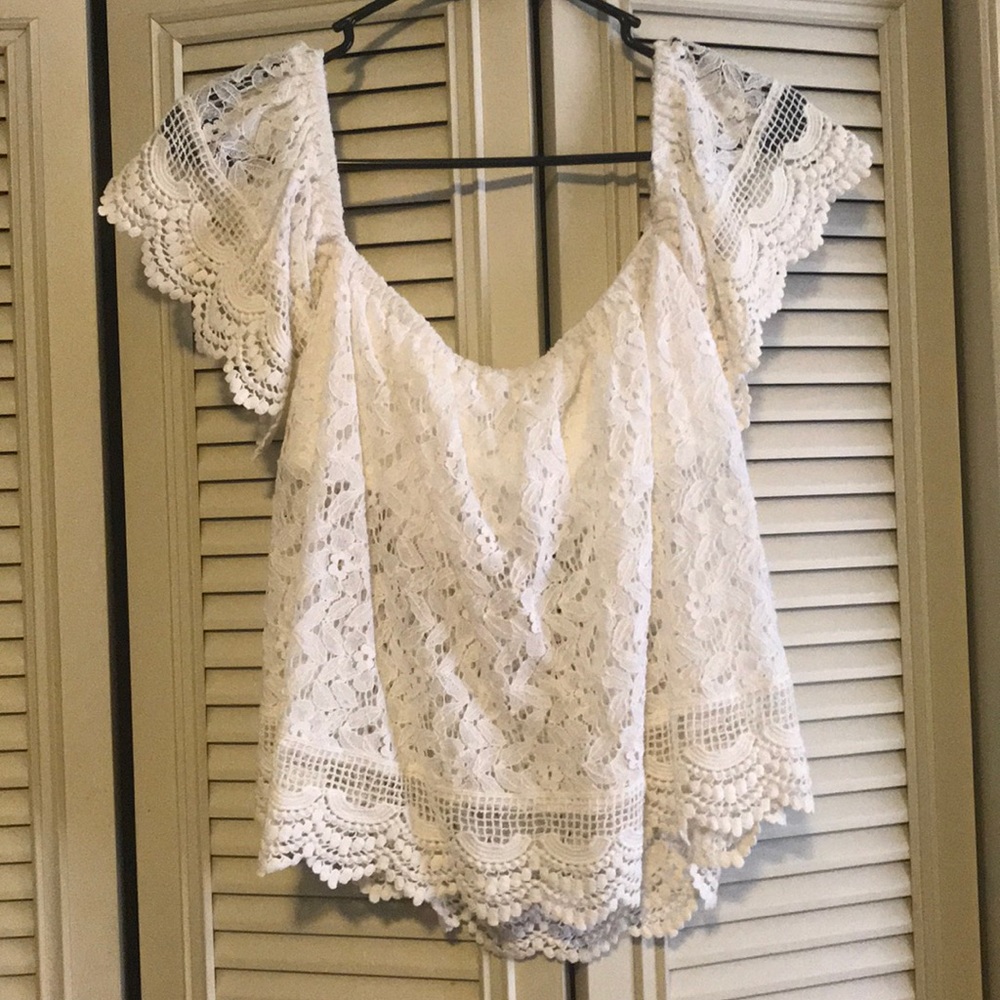 Off the shoulder lace crop top